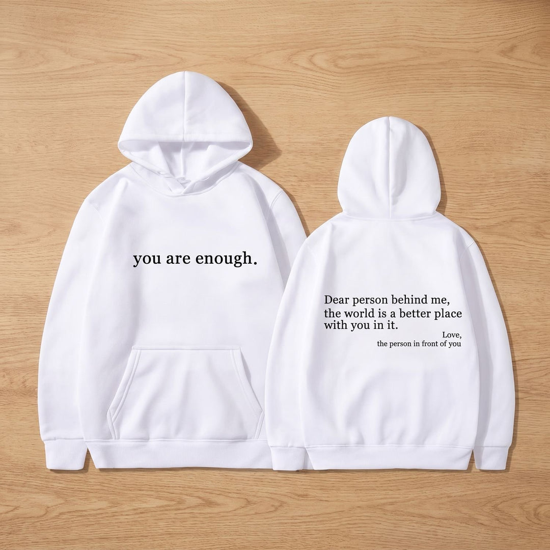 Women's Oversized Message-Print Pullover Hoodie - White