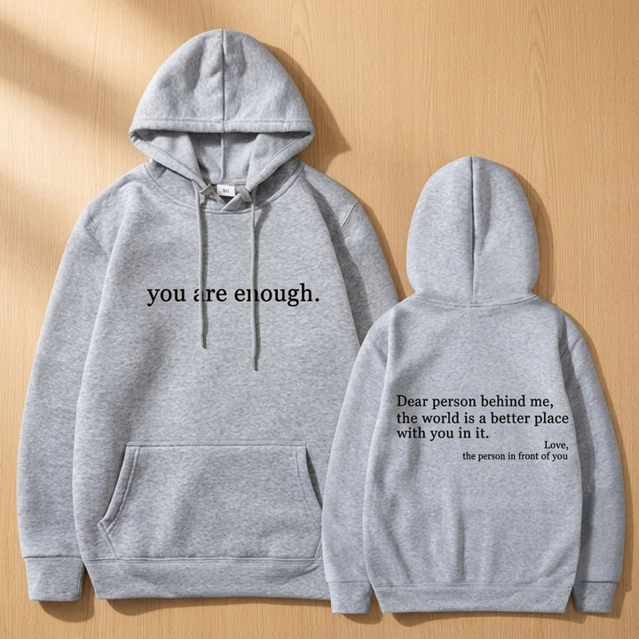 Women's Oversized Message-Print Pullover Hoodie - Gray