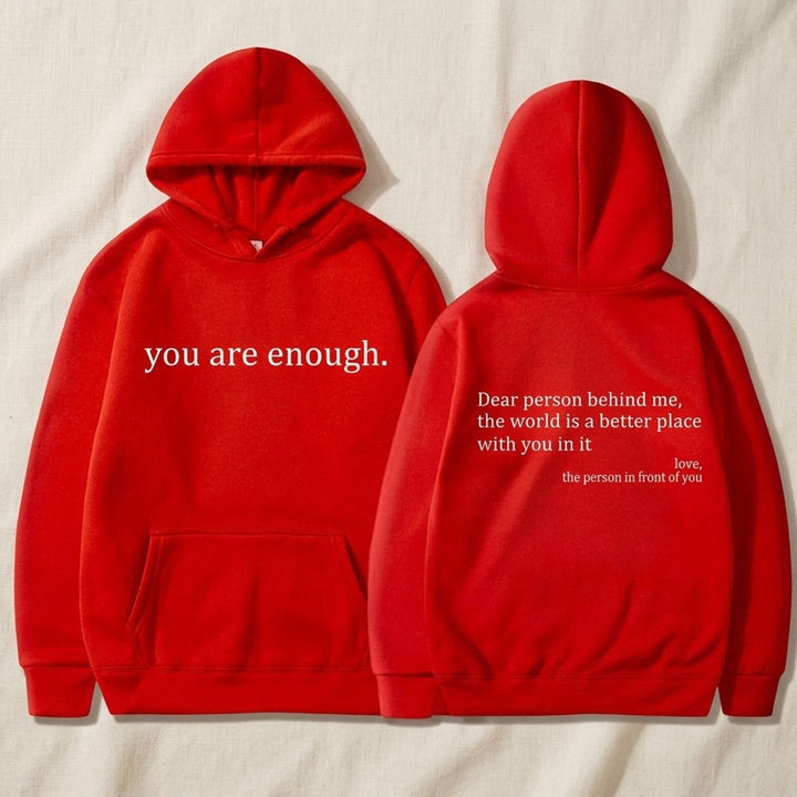 Women's Oversized Message-Print Pullover Hoodie - Red