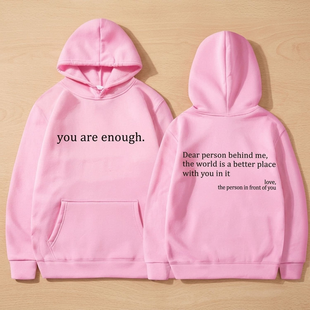 Women's Oversized Message-Print Pullover Hoodie - Pink