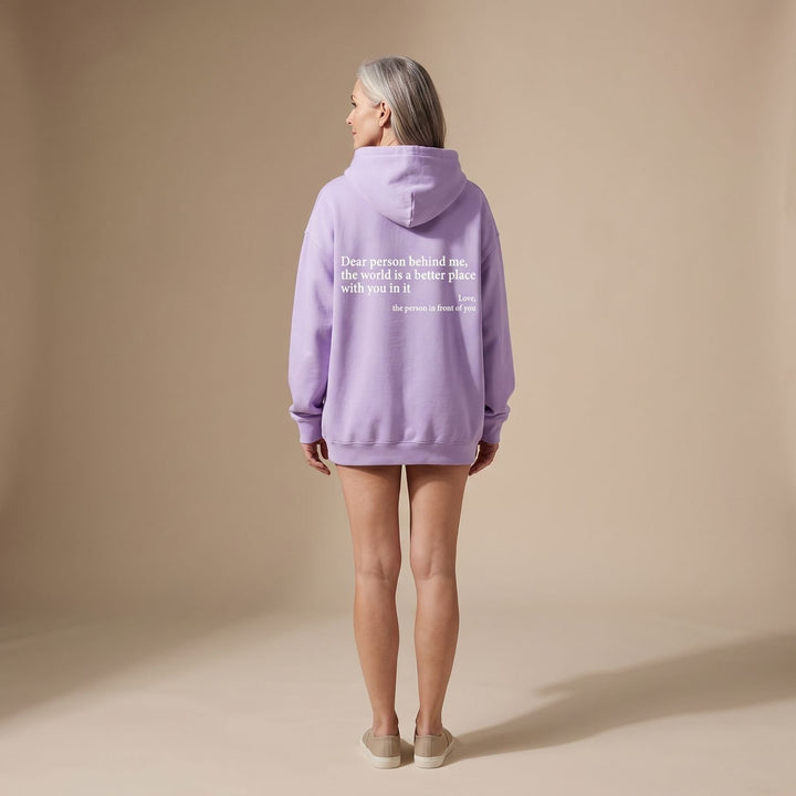 Women's Oversized Message-Print Pullover Hoodie - Lavender