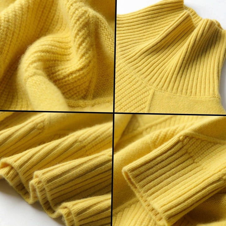 Women's Oversized Mock-Neck Diamond Ribbed Knit Sweater