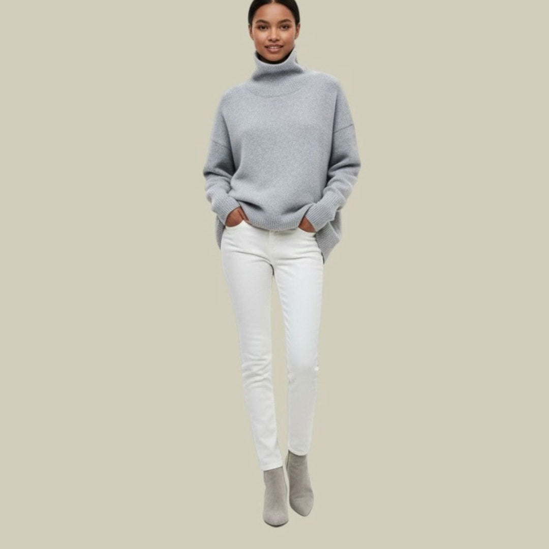 Women's Oversized Relaxed Fit Turtleneck Knit Sweater