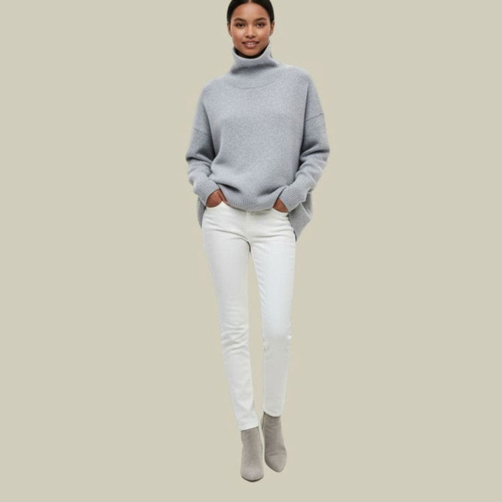 Women's Oversized Relaxed Fit Turtleneck Knit Sweater