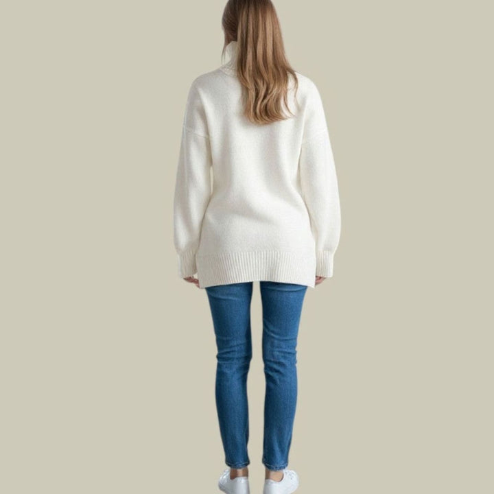 Women's Oversized Relaxed-Fit Turtleneck Sweater Long Knit Pullover