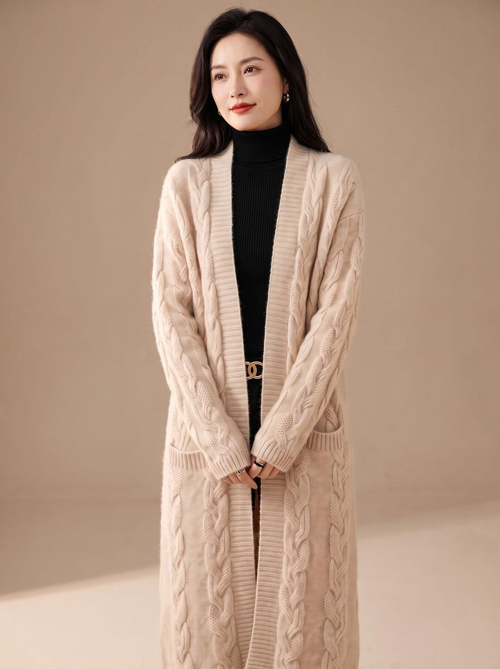 Women's Oversized Striped Long Open-Front Cardigan Sweater