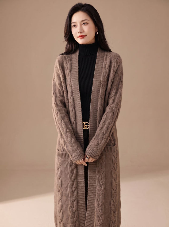 Women's Oversized Striped Long Open-Front Cardigan Sweater