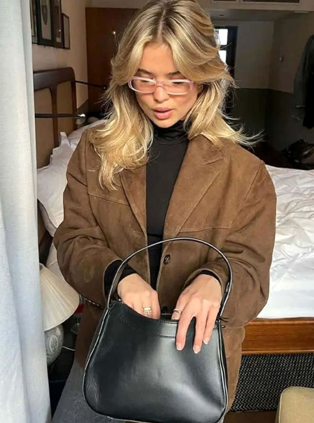 Women's Oversized Suede-Look Notch-Lapel Blazer Jacket