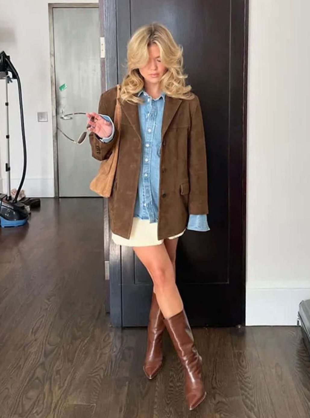 Women's Oversized Suede-Look Notch-Lapel Blazer Jacket
