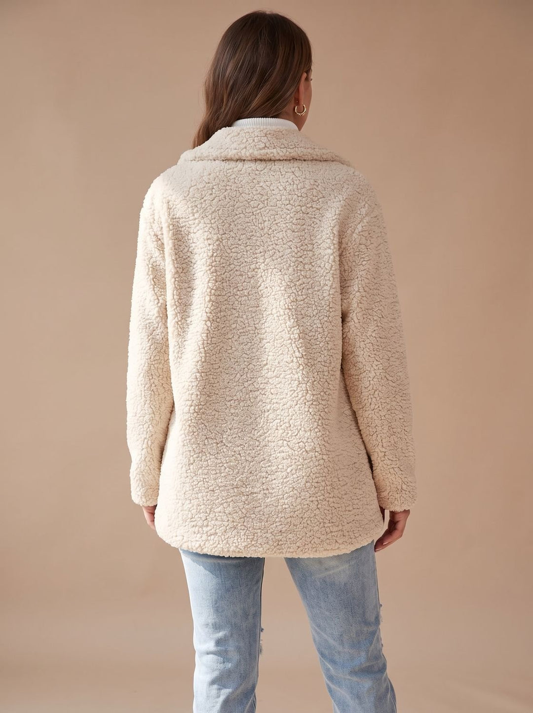 Women's Oversized Teddy Faux Fur Double-Breasted Coat