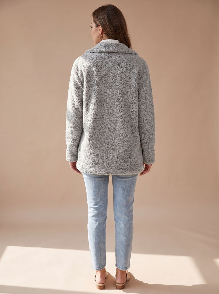 Women's Oversized Teddy Faux Fur Double-Breasted Coat