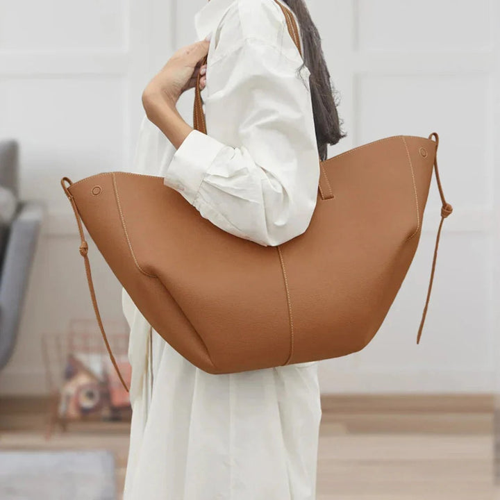 Women's Oversized Vintage PU Leather Shoulder Tote Bag