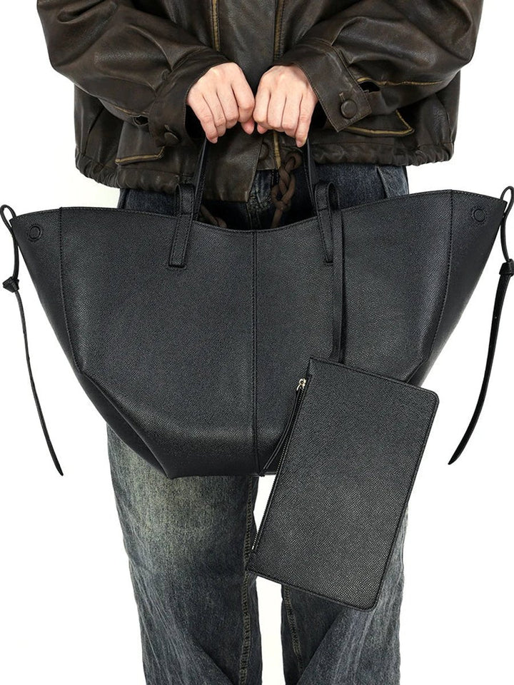 Women's Oversized Vintage PU Leather Shoulder Tote Bag