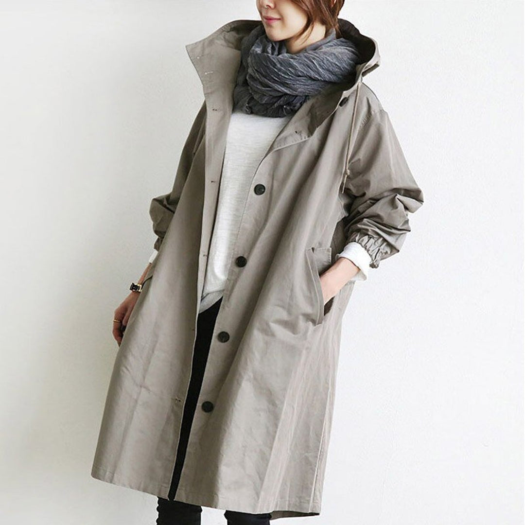 Women's Oversized Water-Resistant Longline Trench Coat - Gray
