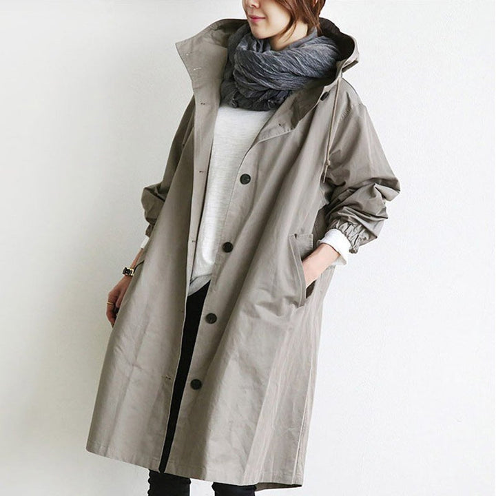 Women's Oversized Water-Resistant Longline Trench Coat - Gray
