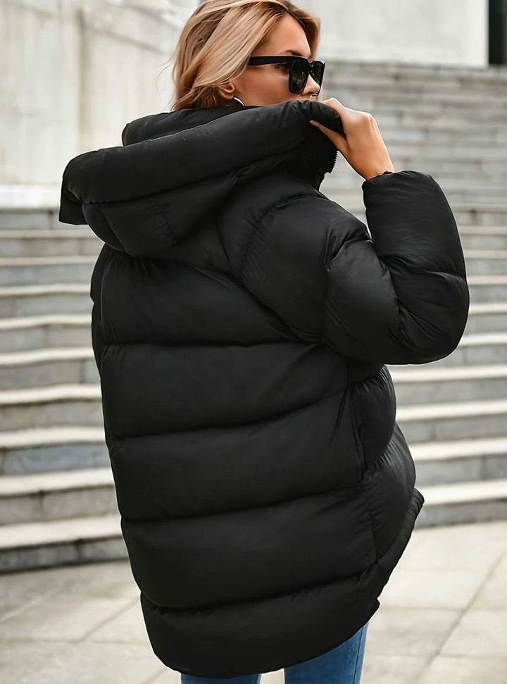 Women's Oversized Zip-Up Stand-Collar Puffer Jacket