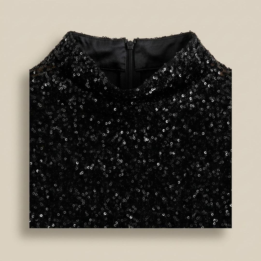Women's Padded-Shoulder Sequin Mini Dress