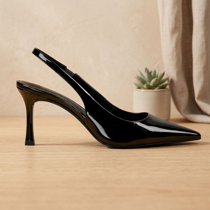 Women's Patent Pointed-Toe Slingback Stiletto Pumps