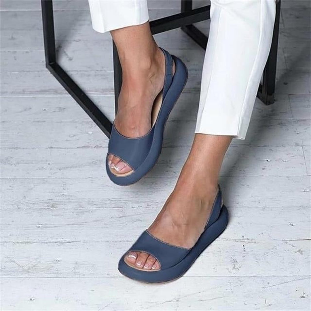 Women's Peep-Toe Slingback Comfortable Sandals Flat Summer - Blauw