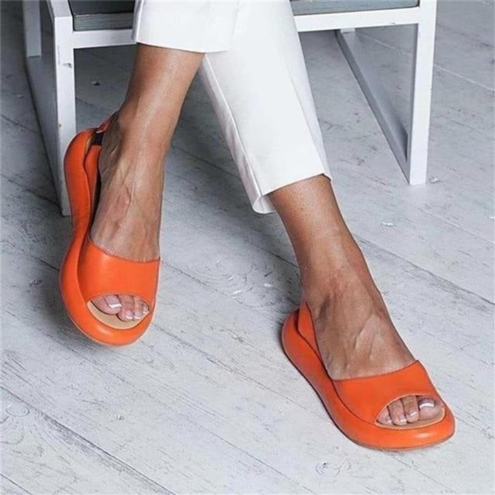Women's Peep-Toe Slingback Comfortable Sandals Flat Summer - Oranje