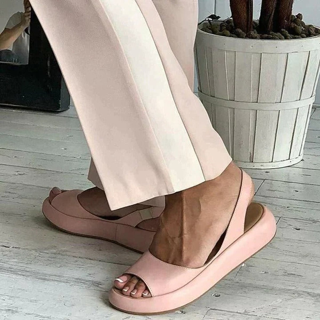 Women's Peep-Toe Slingback Comfortable Sandals Flat Summer
