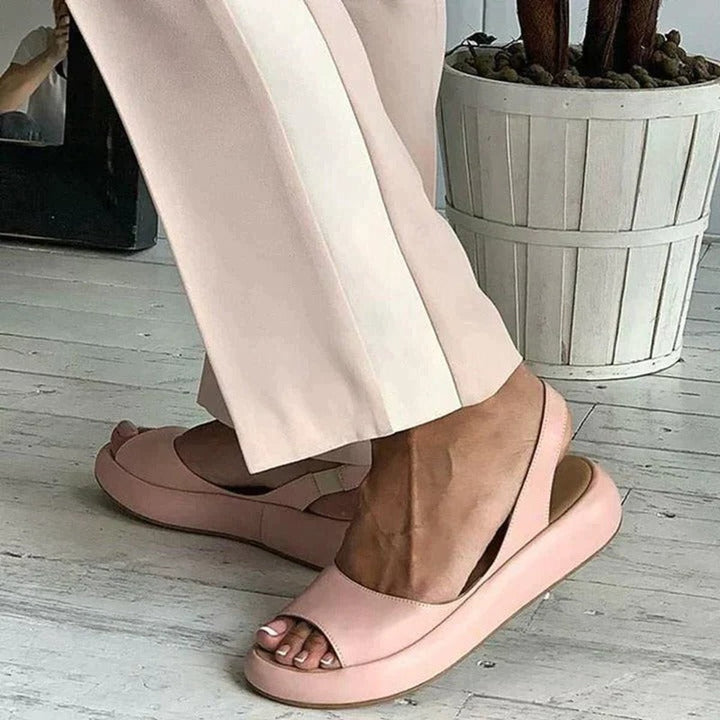 Women's Peep-Toe Slingback Comfortable Sandals Flat Summer