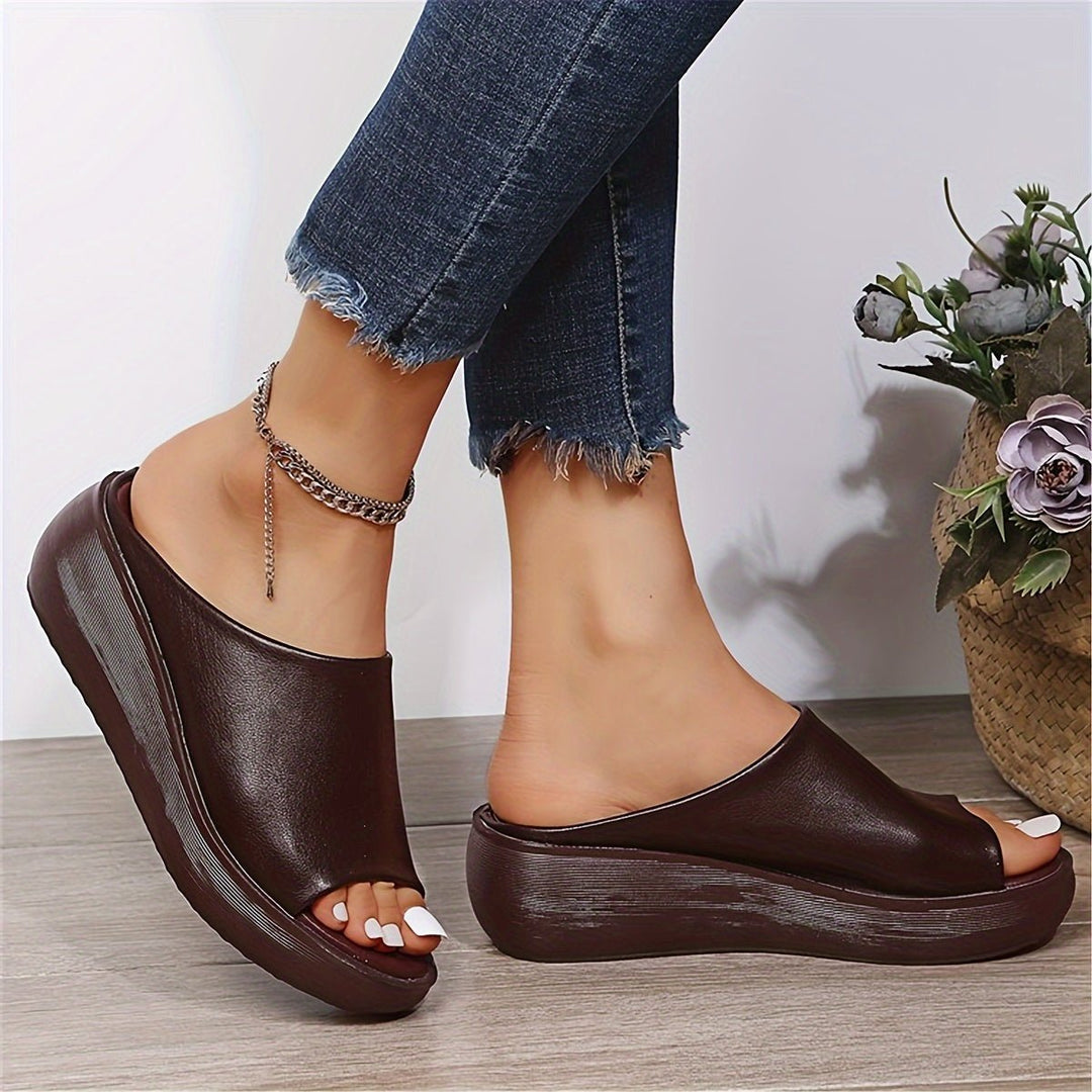 Women's Peep-Toe Wedge Slip-On Comfortable Sandals