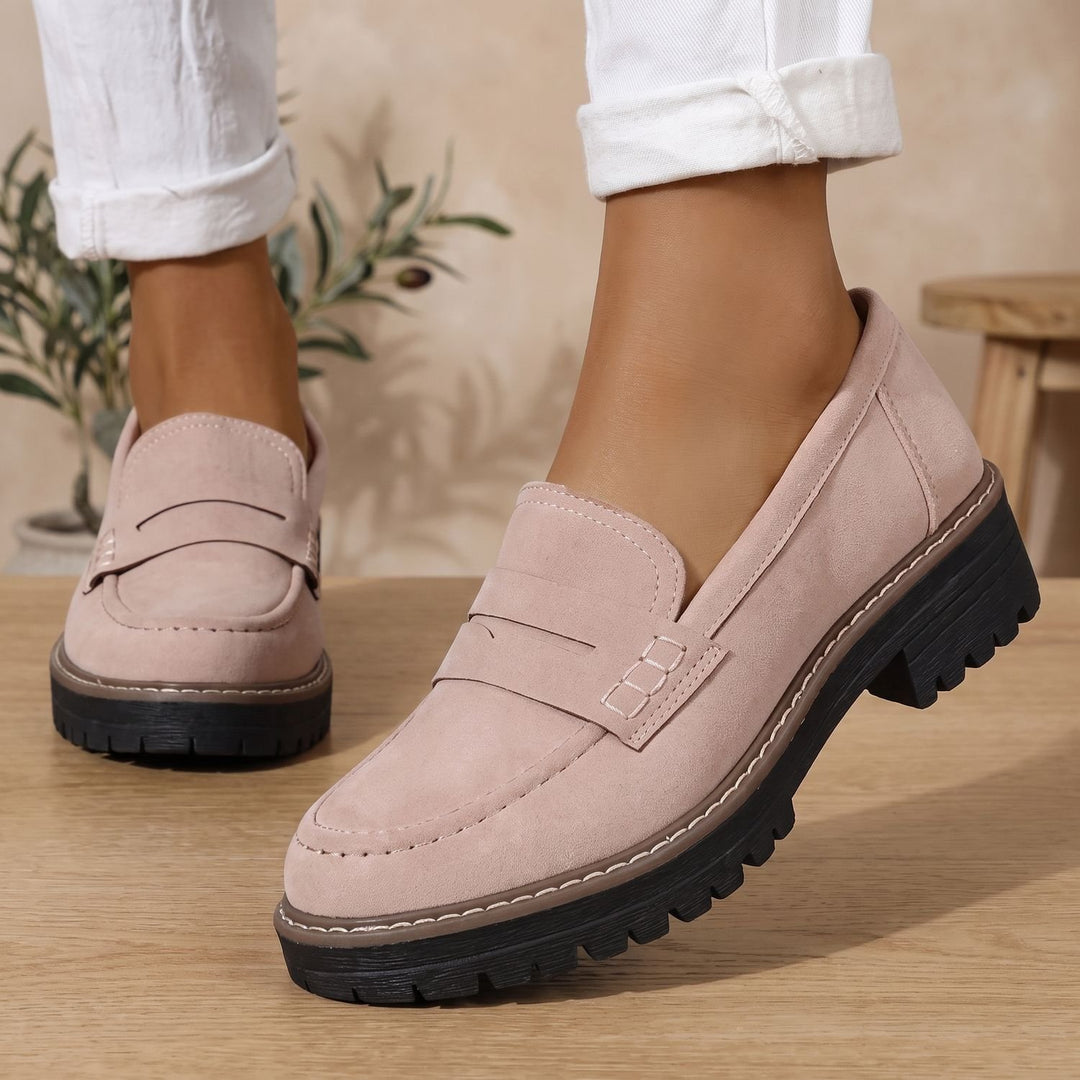 Women's Penny Slip-On Loafers Lug-Sole Platform - Pink