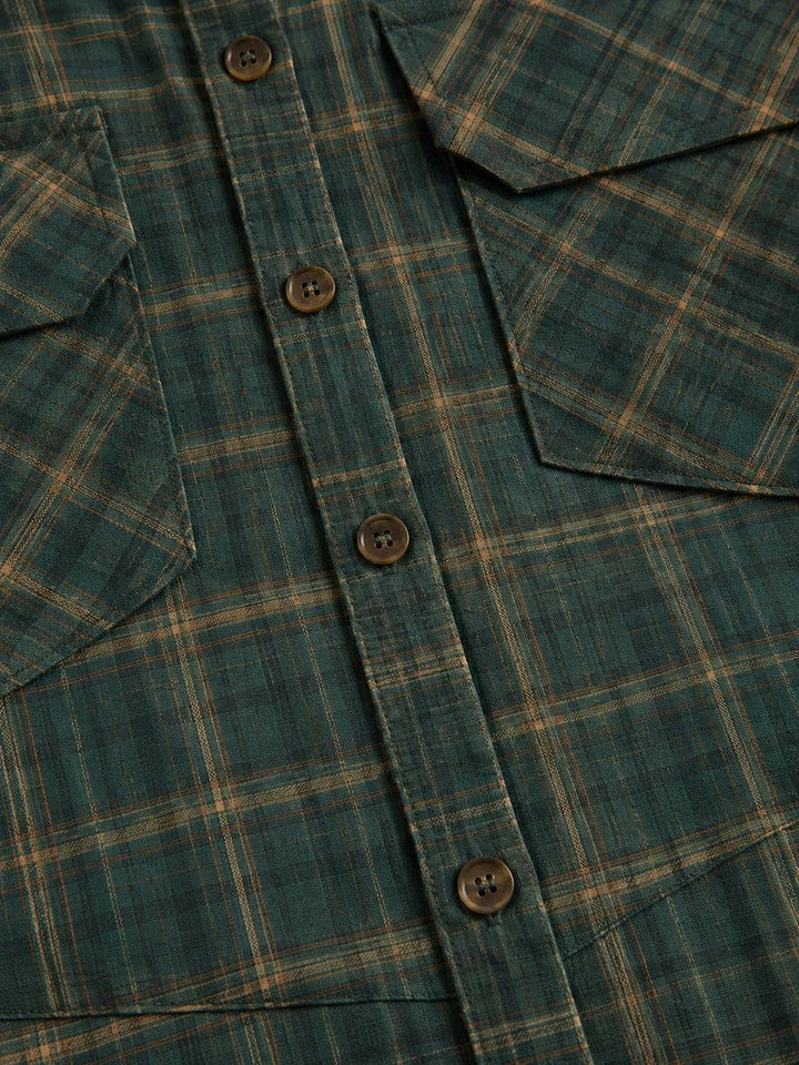 Women's Plaid Flannel Button-Down Maxi Formal Dresses