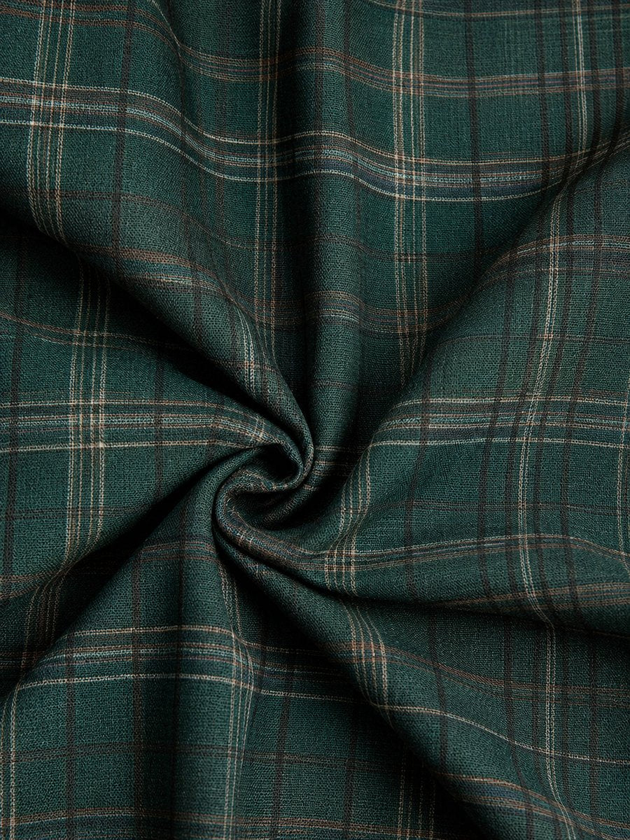 Women's Plaid Flannel Button-Down Maxi Formal Dresses