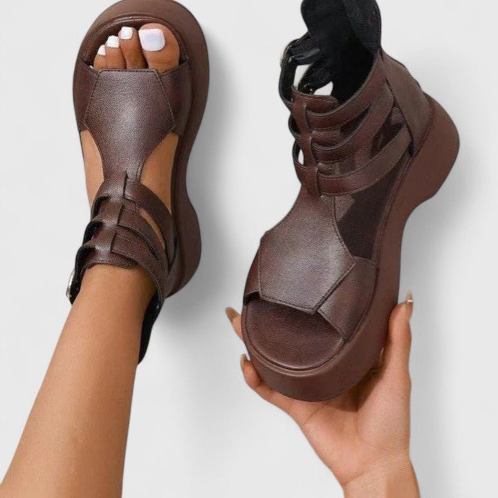 Women's Platform Gladiator Buckle-Strap Open-Toe Sandals - Braun