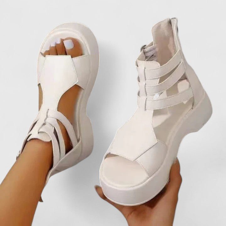 Women's Platform Gladiator Buckle-Strap Open-Toe Sandals - Weiß