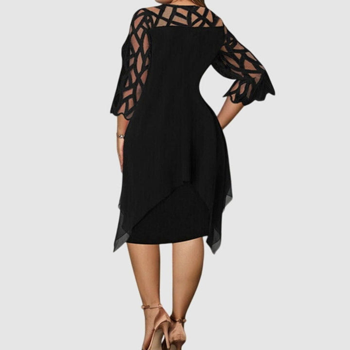 Women's Plus Size Lace Overlay Chiffon Midi Dress