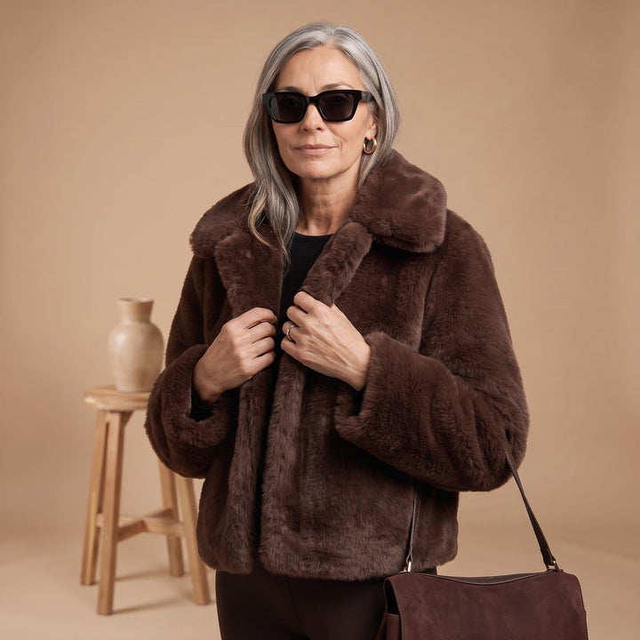Women's Plush Faux Fur Relaxed Teddy Coat Jacket