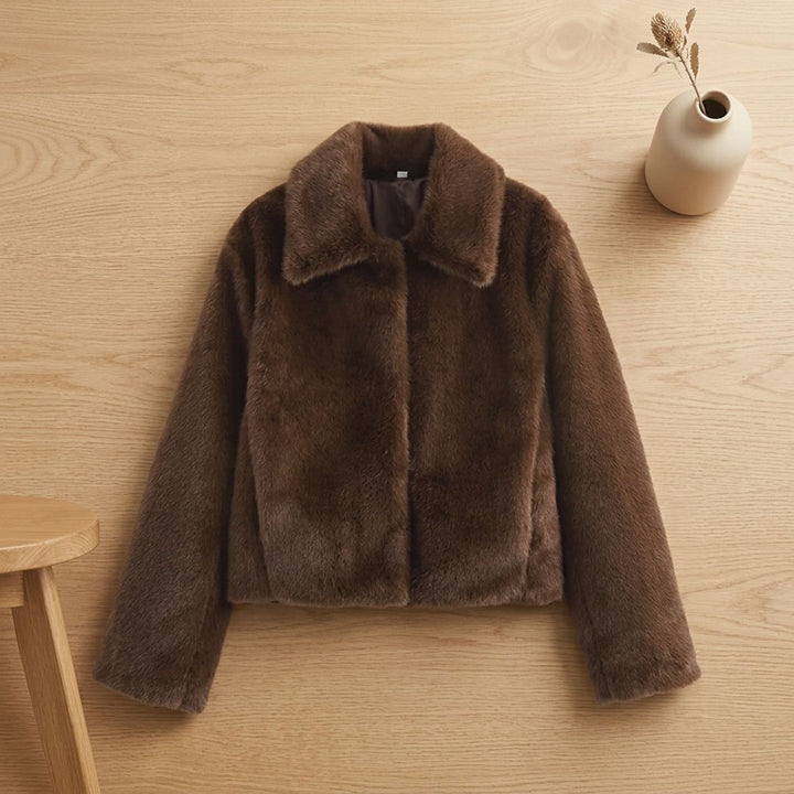 Women's Plush Faux Fur Relaxed Teddy Coat Jacket