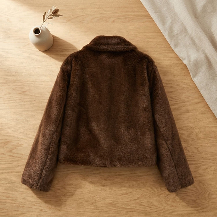 Women's Plush Faux Fur Relaxed Teddy Coat Jacket