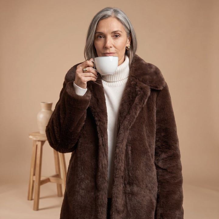 Women's Plush Faux Fur Relaxed Teddy Coat Jacket