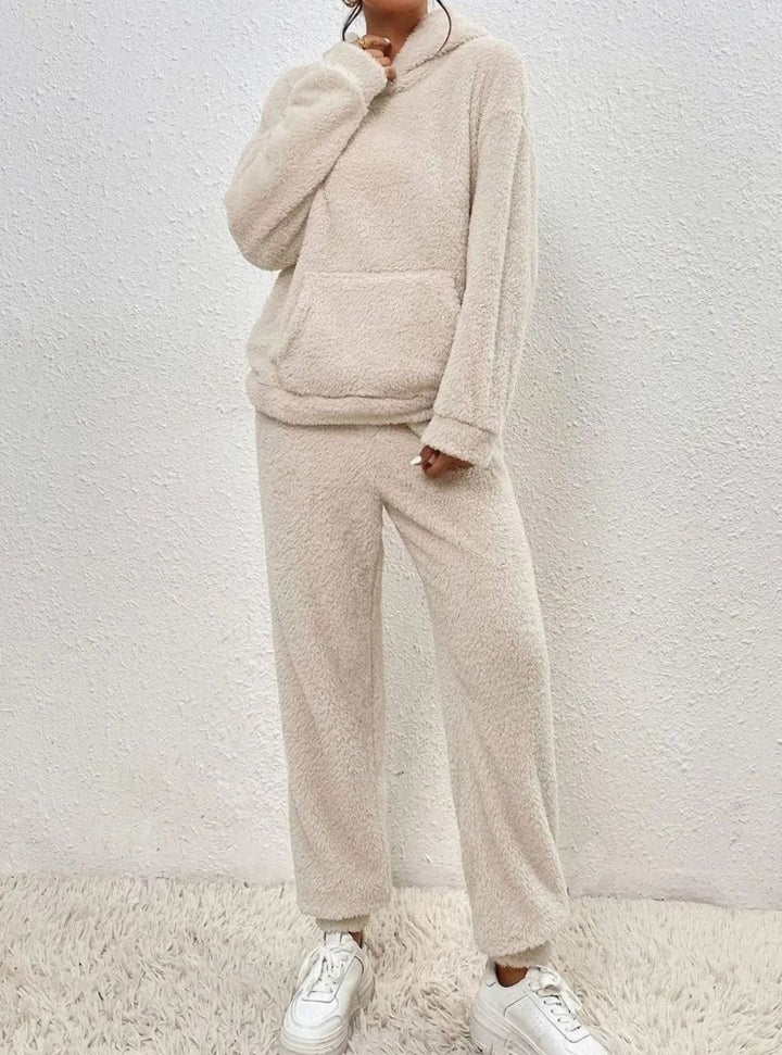 Women's Plush Fleece Hoodie Lounge Two-Piece Set