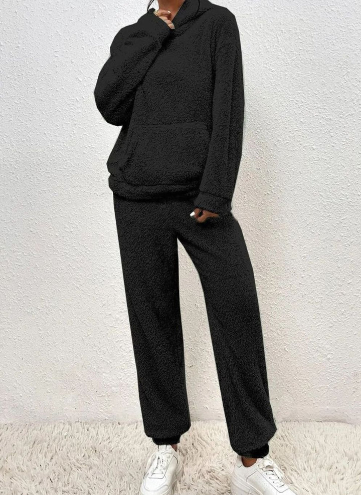 Women's Plush Fleece Hoodie Lounge Two-Piece Set