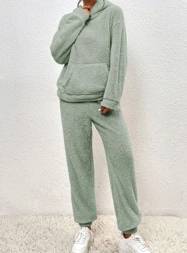 Women's Plush Fleece Hoodie Lounge Two-Piece Set
