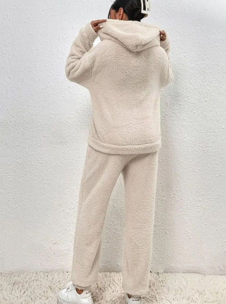 Women's Plush Fleece Hoodie Lounge Two-Piece Set