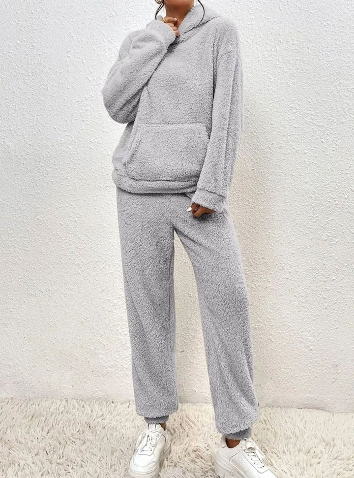 Women's Plush Fleece Hoodie Lounge Two-Piece Set