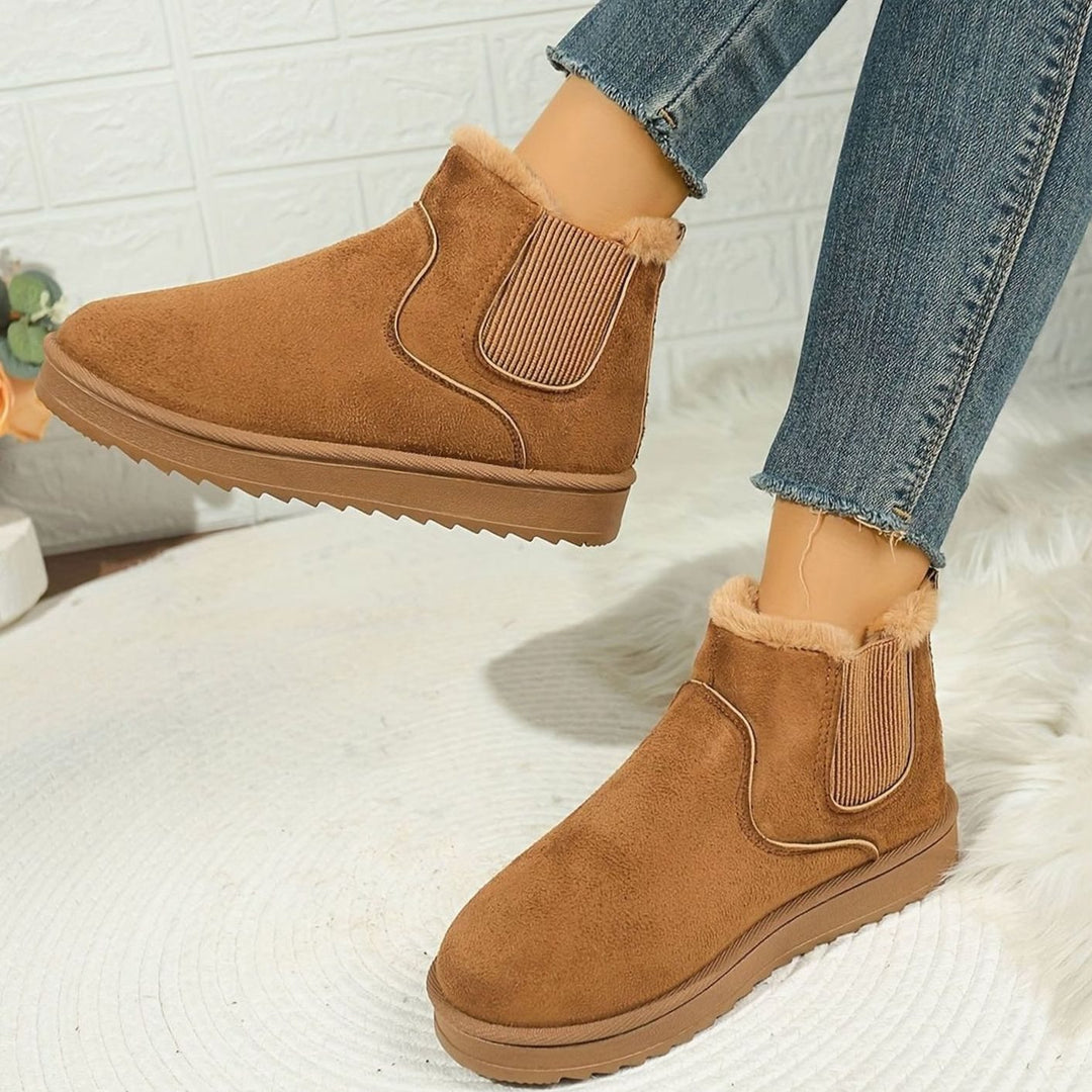 Women's Plush-Lined Slip-On Platform Winter Snow Boots