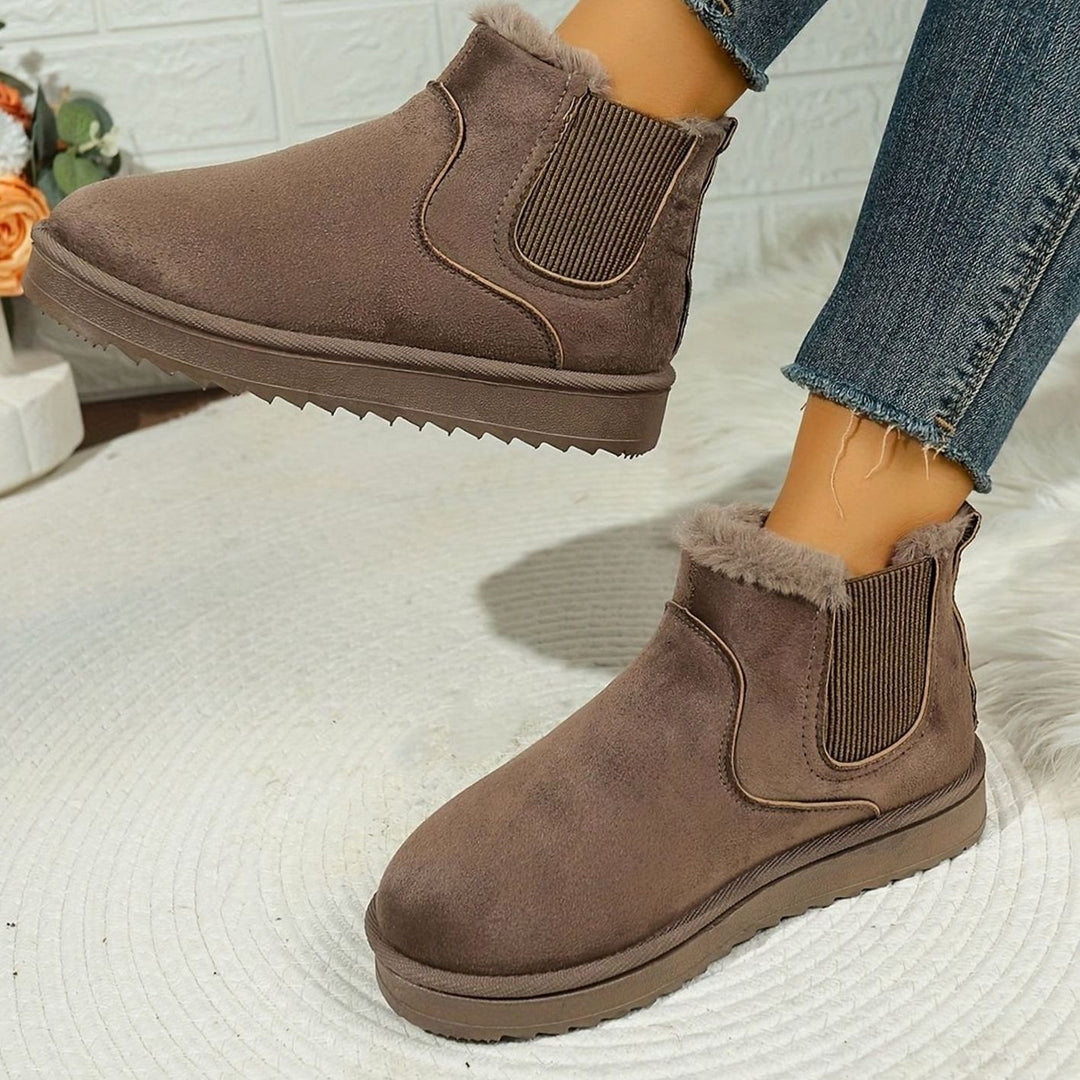 Women's Plush-Lined Slip-On Platform Winter Snow Boots