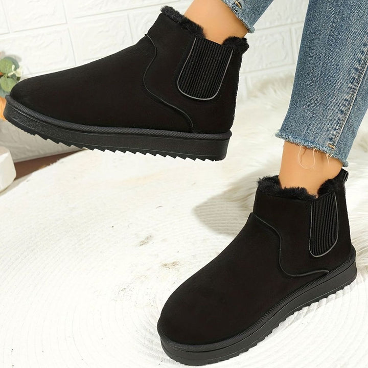 Women's Plush-Lined Slip-On Platform Winter Snow Boots