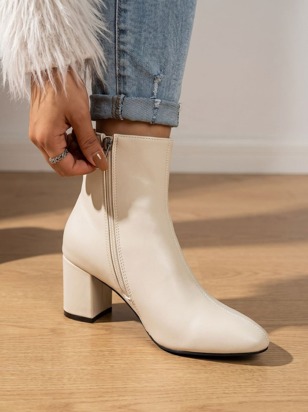 Women's Pointed-Toe Block-Heel Side-Zip Ankle Boots