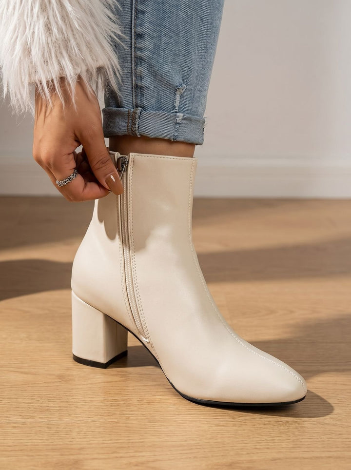 Women's Pointed-Toe Block-Heel Side-Zip Ankle Boots