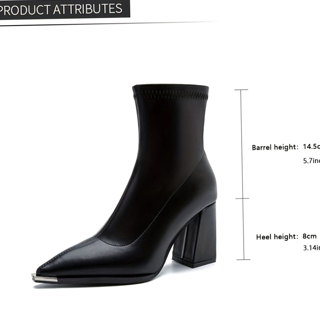 Women's Pointed-Toe Side-Zip Chunky Block Heel Ankle Boots