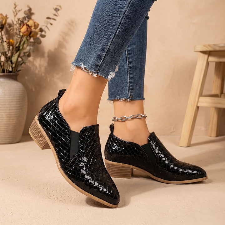 Women's Pointed-Toe Slip-On Block Heel Loafers - Black