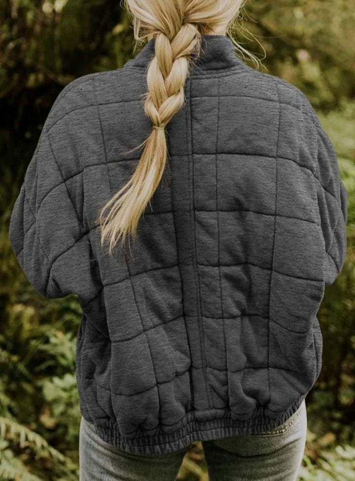 Women's Quilted Fashion Jacket Stand Collar Full-Zip